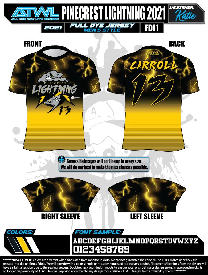 Pinecrest Spring  2022 Mens Full dye team jerseys