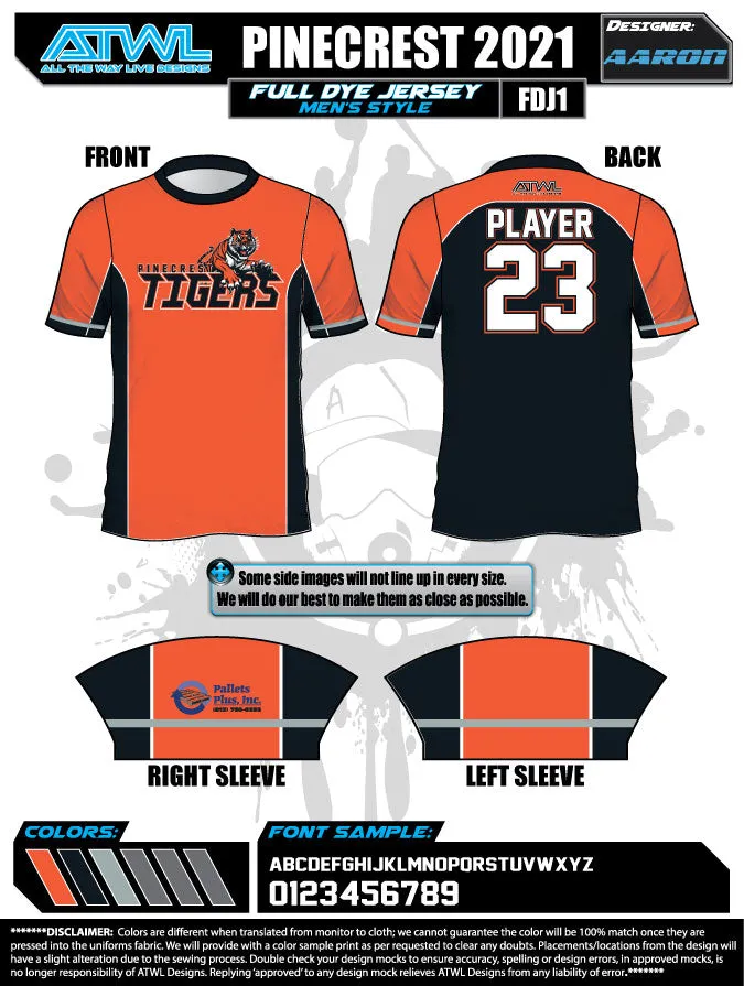 Pinecrest Spring  2022 Mens Full dye team jerseys