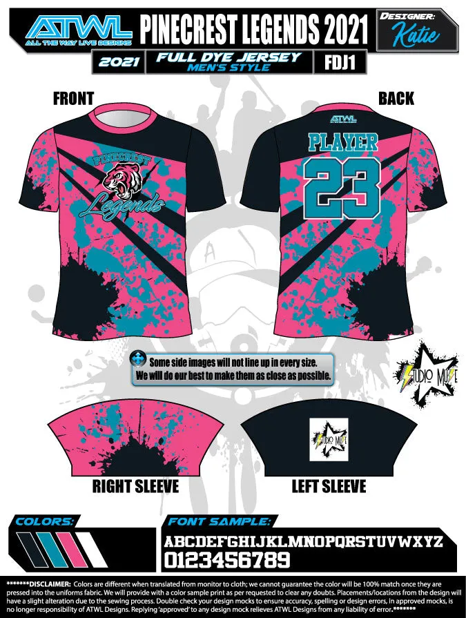 Pinecrest Spring  2022 Mens Full dye team jerseys