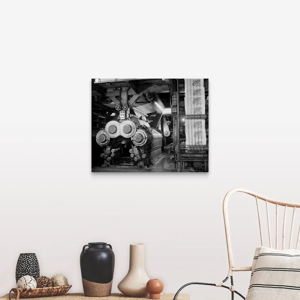 "1950s Newspaper Presses Rolling" Canvas Wall Art
