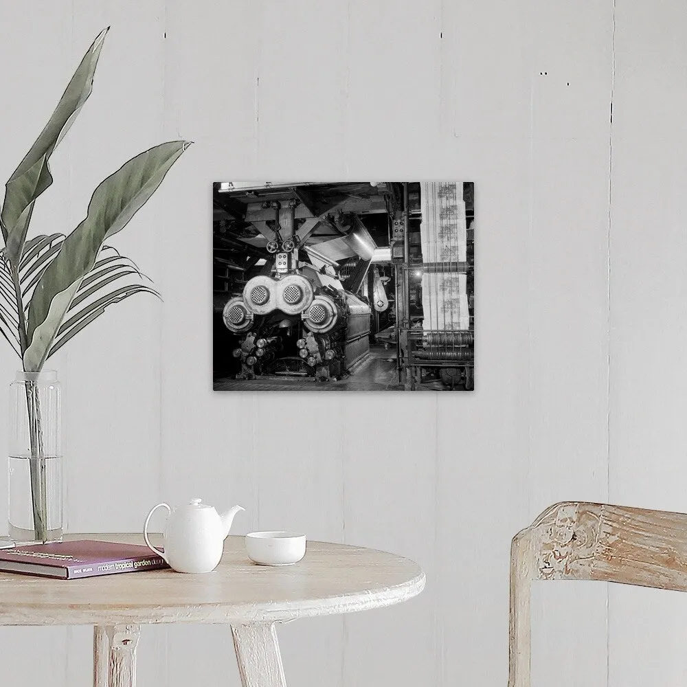 "1950s Newspaper Presses Rolling" Canvas Wall Art