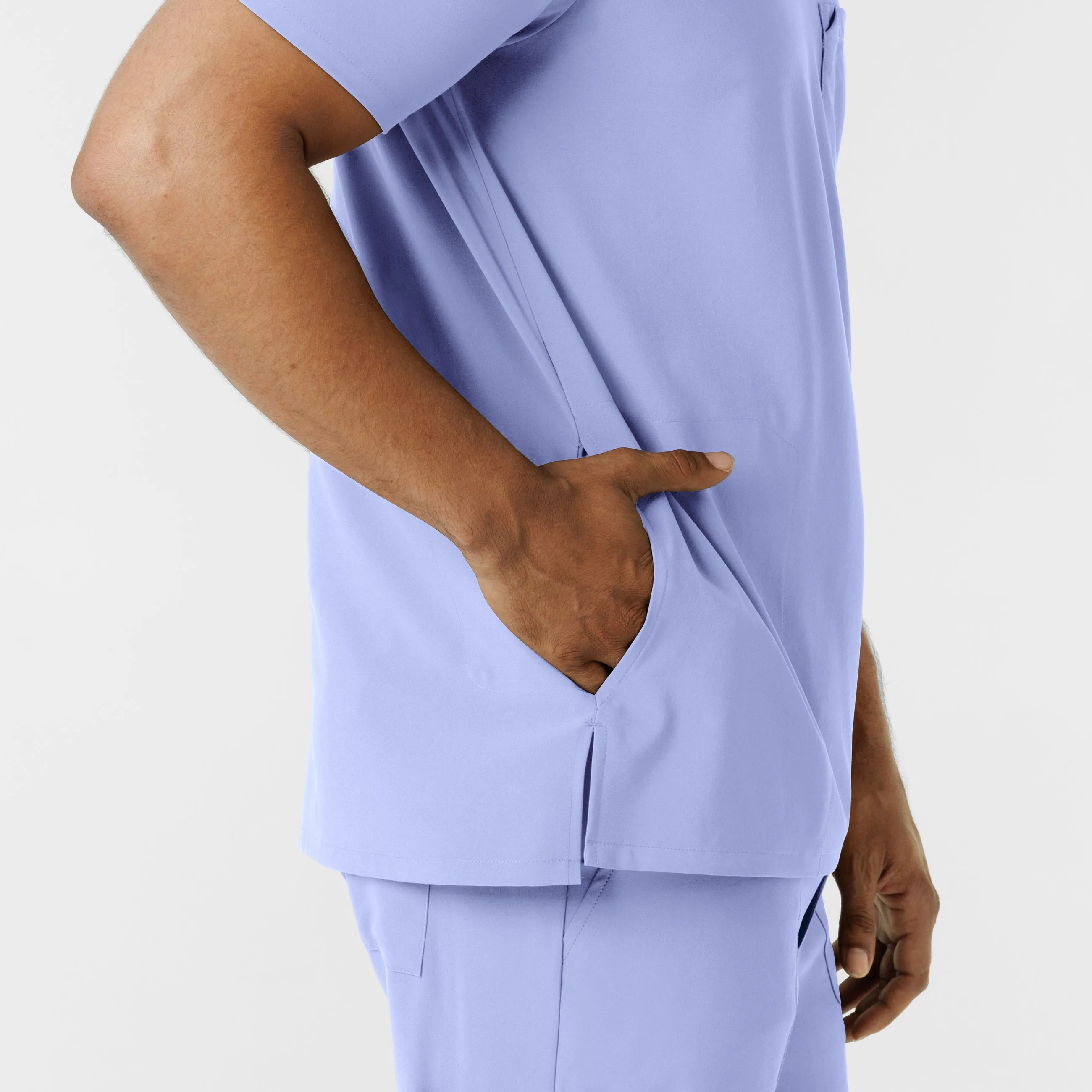 RENEW Men's V-Neck 5 Pocket Scrub Top - Ceil Blue