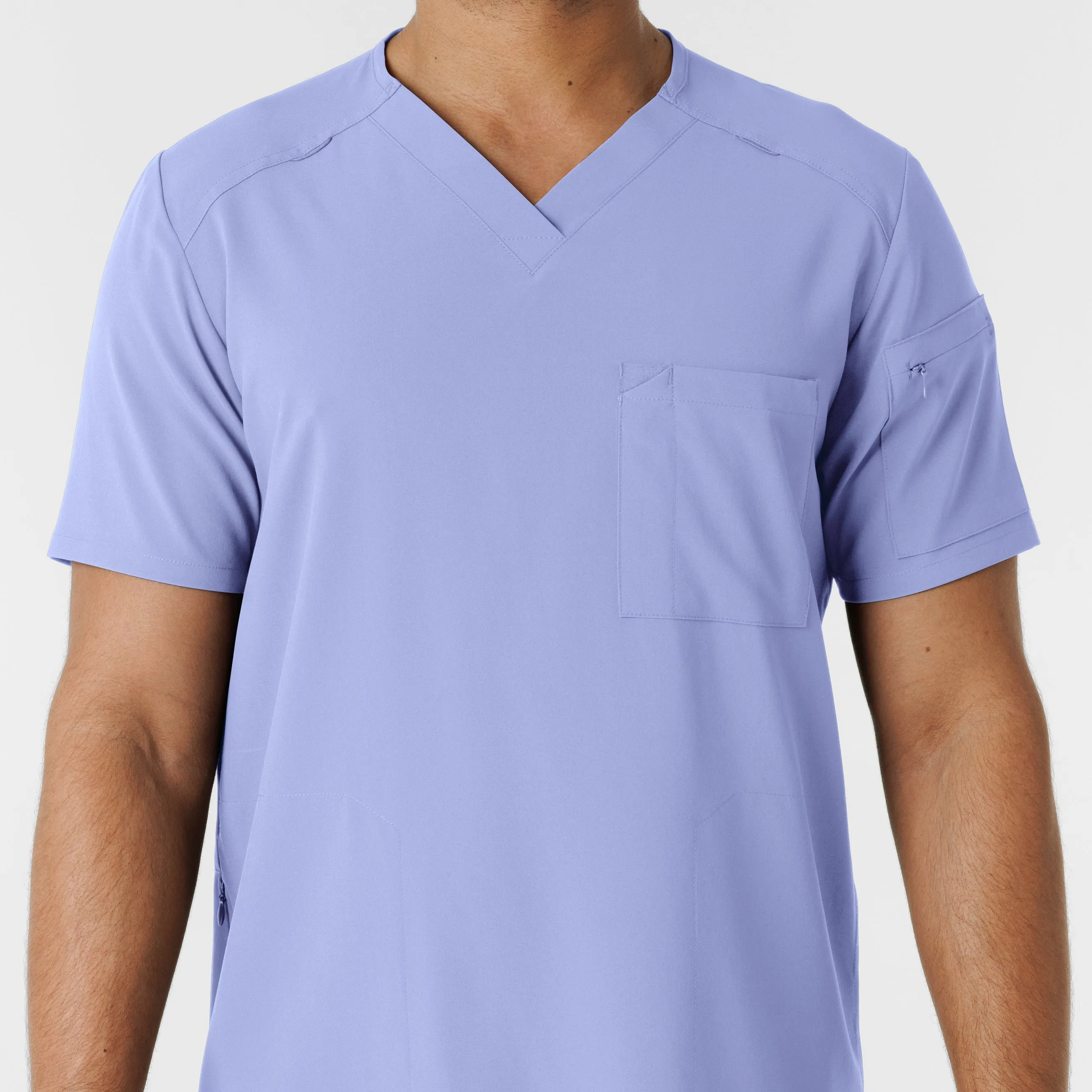 RENEW Men's V-Neck 5 Pocket Scrub Top - Ceil Blue
