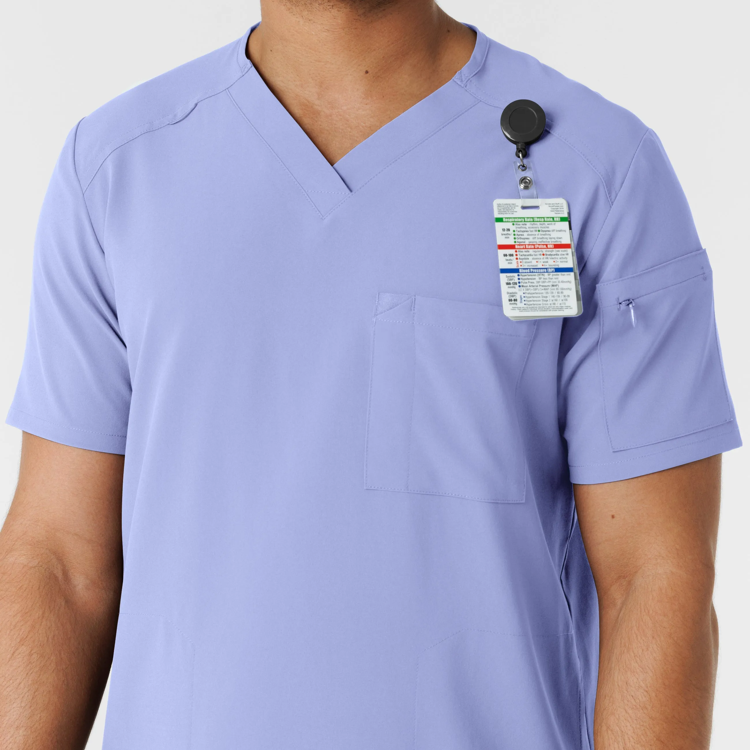 RENEW Men's V-Neck 5 Pocket Scrub Top - Ceil Blue