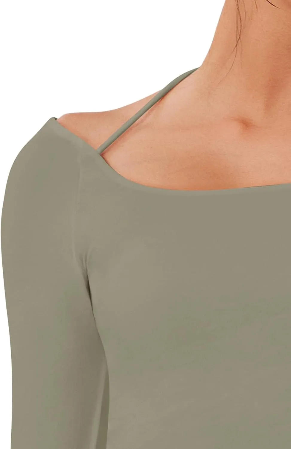 REORIA Women's Long Sleeve Square Neck Top Double Layer Reversible Sexy Crop Tops 2025 Fall/Winter Designer Collection