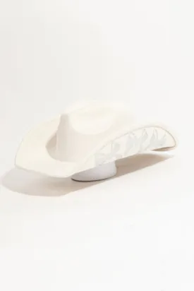 Rhinestone Ribbon Bow Embroidered Cowboy Hat