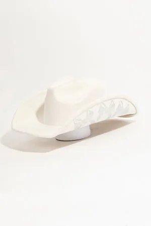 Rhinestone Ribbon Bow Embroidered Cowboy Hat