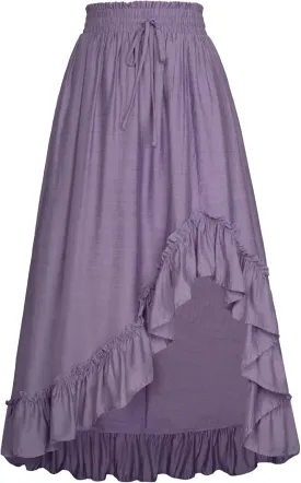 Scarlet Darkness Renaissance Midi Skirt Asymmetrical Ruffle Summer Flowy Skirt with Pockets