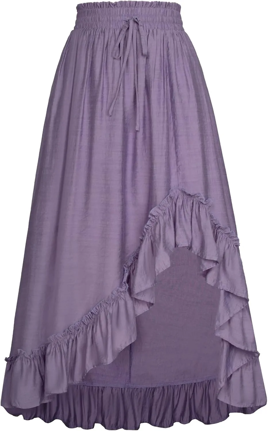 Scarlet Darkness Renaissance Midi Skirt Asymmetrical Ruffle Summer Flowy Skirt with Pockets