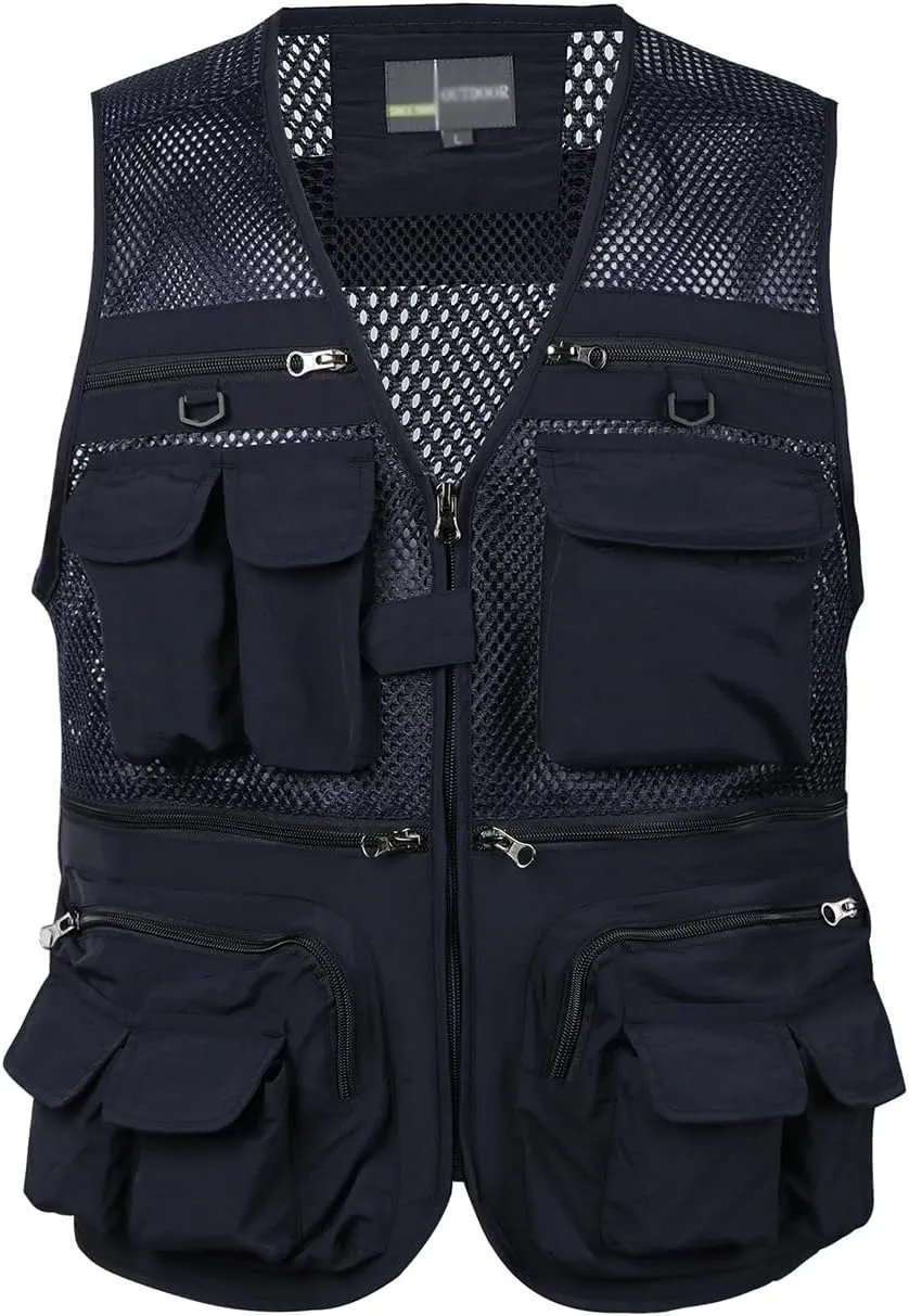 Spanye Mens Fishing Hunting Vest Outdoor Travel Utility Vest Tactical Work Jacket Multi Pocket