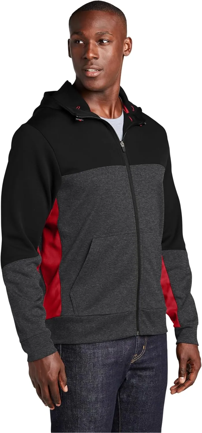 SPORT-TEK Tech Fleece Colorblock Full-Zip Hooded Jacket ST245