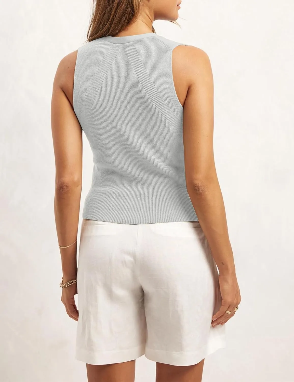 Sweater Vest Women Casual V Neck Button Down Sleeveless Knit Cardigan Vest Tank Tops Streetwear