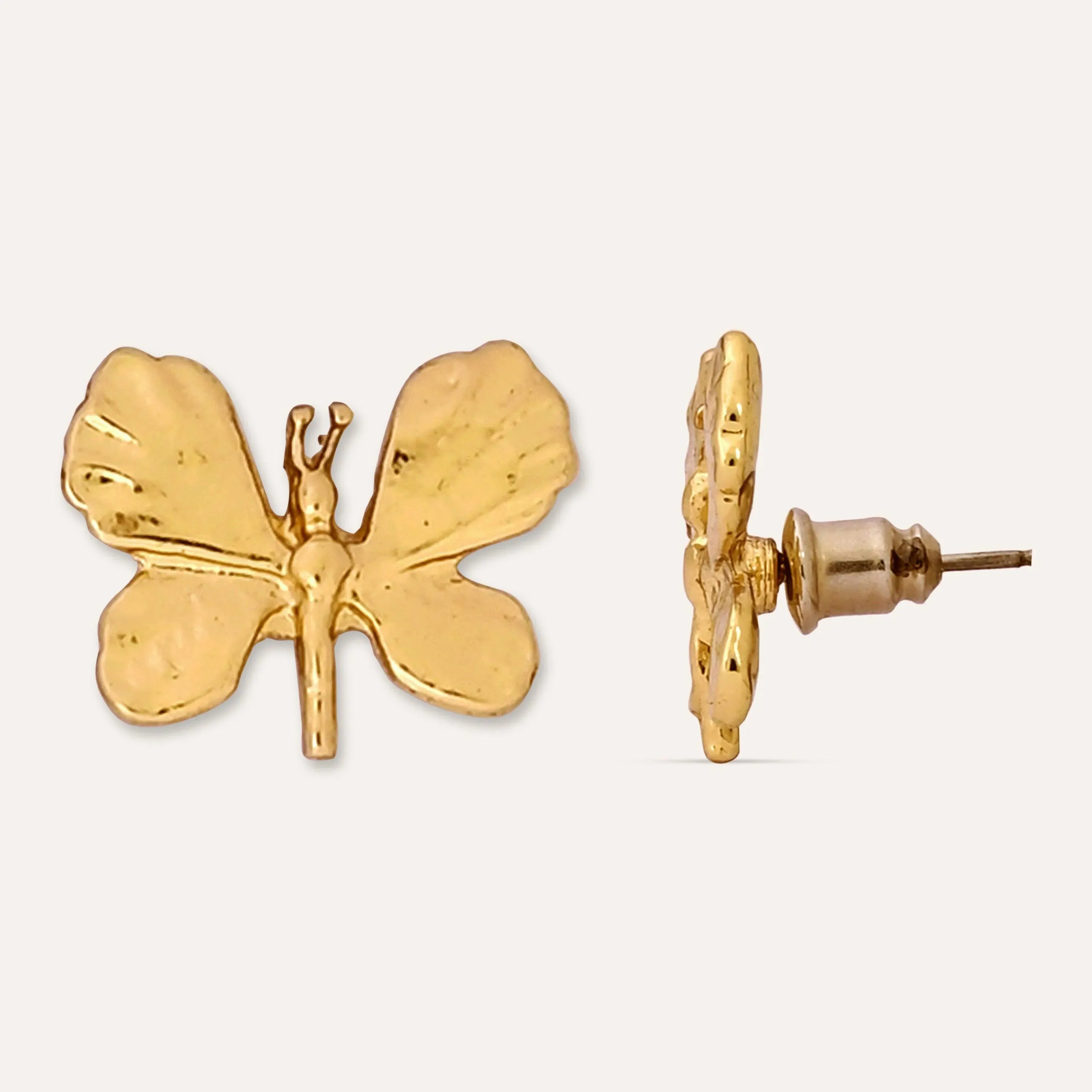 TFC Butterfly Gold Plated Stud Earrings