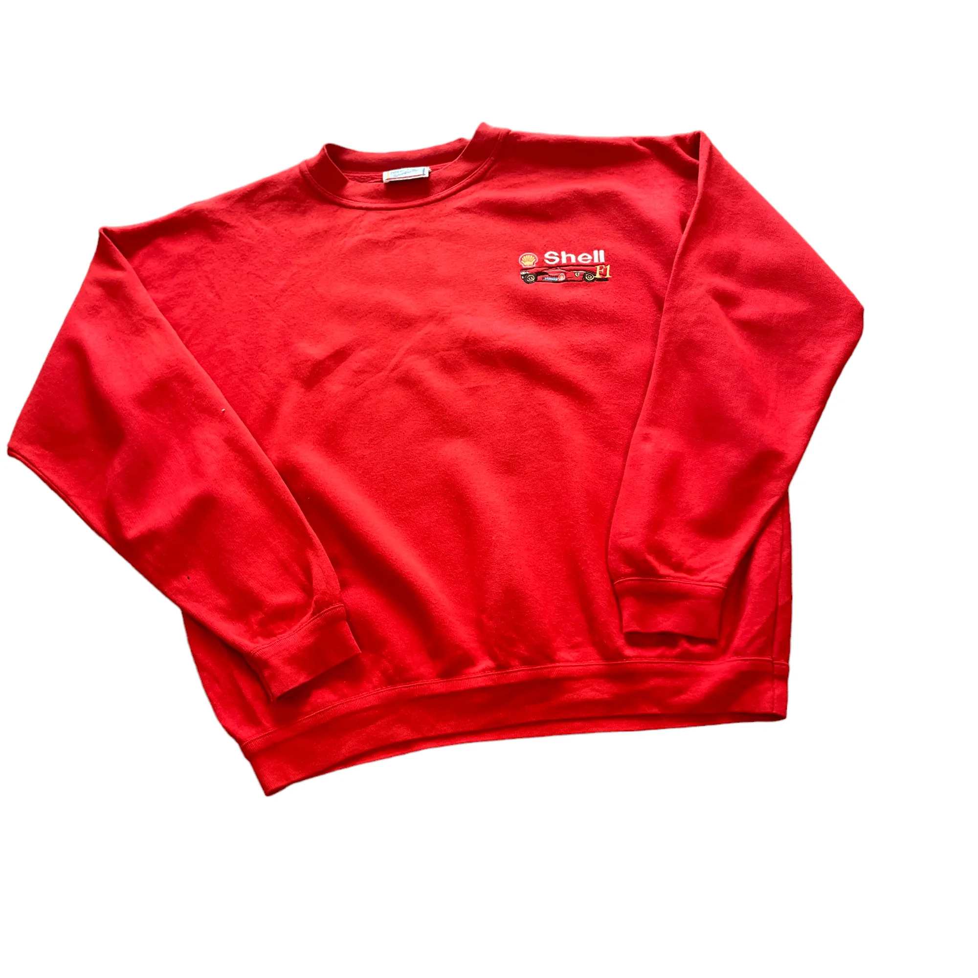 Vintage 90s Red Shell F1 Sweatshirt - Large
