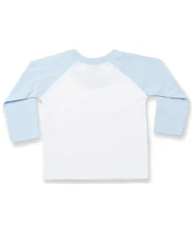 White/Pale Blue - Long sleeve baseball t-shirt