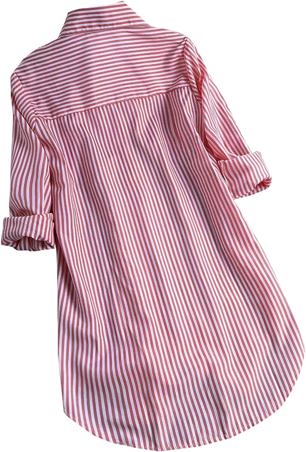 Womens Button Down Shirts Plus Size V Neck Long Sleeve Tunis Dressy Casual Striped Spring Summer Tops Flowy Cover Ups