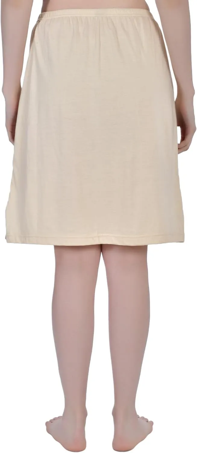 Women's Cotton Knee Length Underdress Half Slip Skirt 2 Pieces