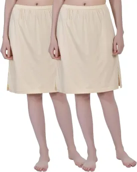 Women's Cotton Knee Length Underdress Half Slip Skirt 2 Pieces