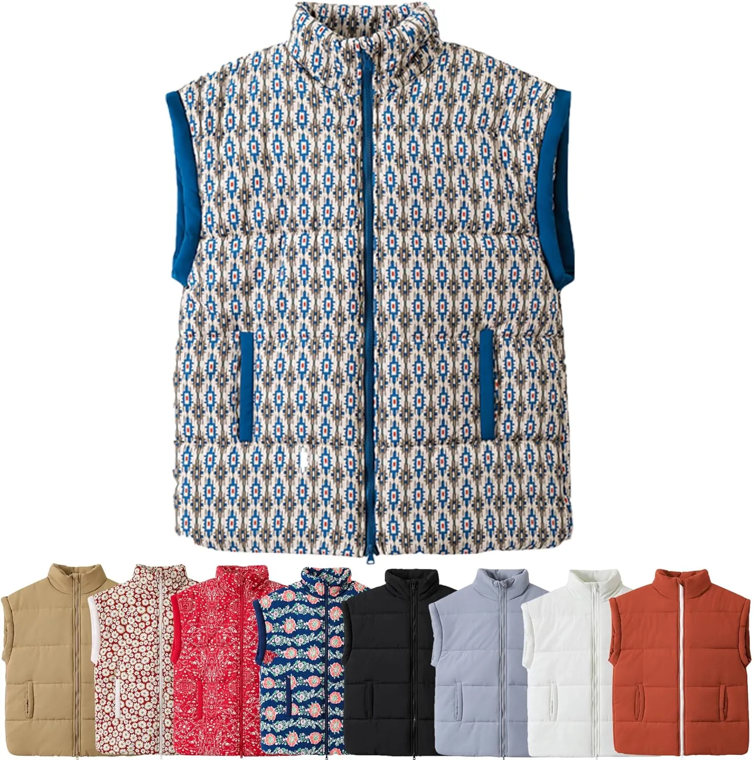 Women's Outerwear Vests Various Print Quilted Warm Cotton Loose Sleeveless Jacket