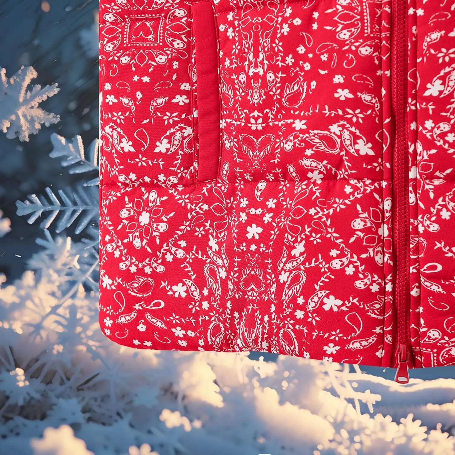 Women's Outerwear Vests Various Print Quilted Warm Cotton Loose Sleeveless Jacket