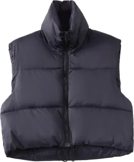 YSW Women's Cropped Puffer Vest Winter Warm Lightweight Sleeveless Outerwear Vests Stand Collar Padded Gilet